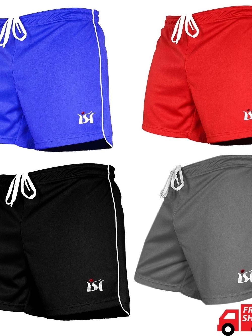 Men's Athletic Running Shorts - Blue, Red, Black, Gray